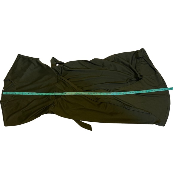 Asymmetrical Olive Green Belted T-Shirt Dress size L - Picture 14 of 15